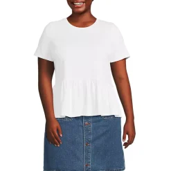 Women's Short Sleeve Lightweight Jersey Crew Neck Peplum Tee