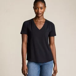 Women's Short Sleeve Lightweight Jersey Gathered Shoulder T-Shirt