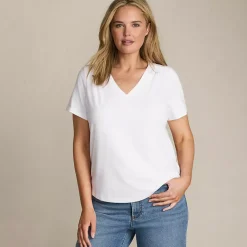 Women's Short Sleeve Lightweight Jersey Gathered Shoulder T-Shirt