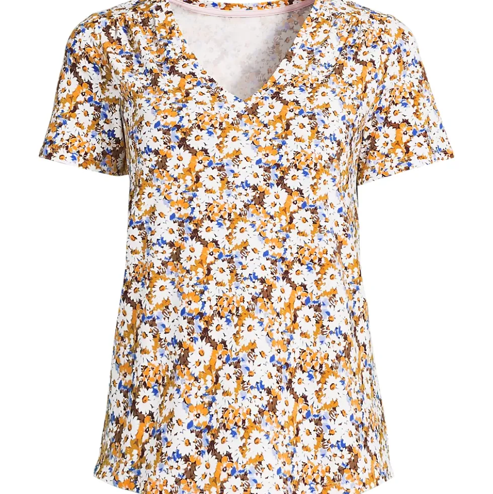 Women's Short Sleeve Lightweight Jersey Gathered Shoulder T-Shirt