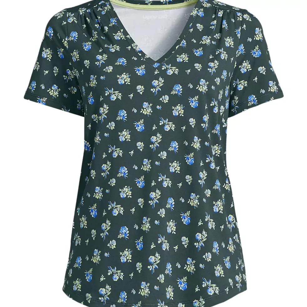 Women's Short Sleeve Lightweight Jersey Gathered Shoulder T-Shirt