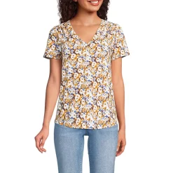 Women's Short Sleeve Lightweight Jersey Gathered Shoulder T-Shirt