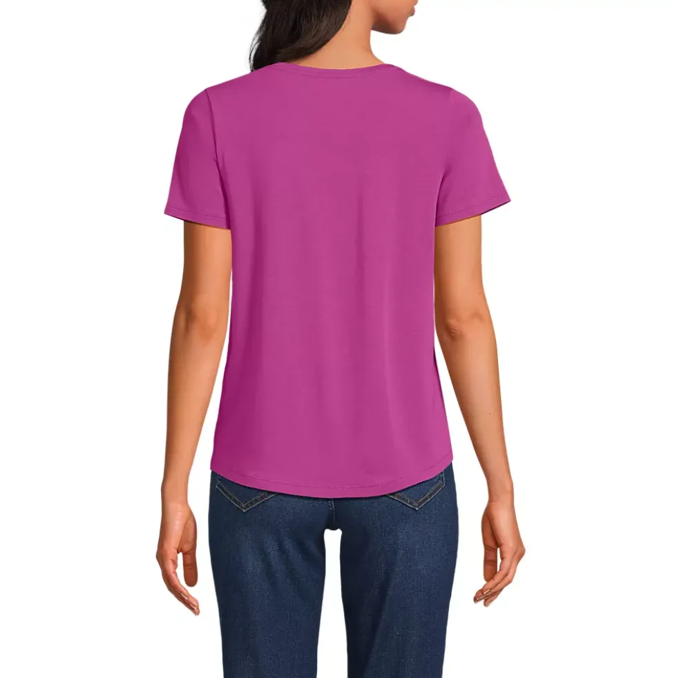 Women's Short Sleeve Lightweight Jersey Gathered Shoulder T-Shirt