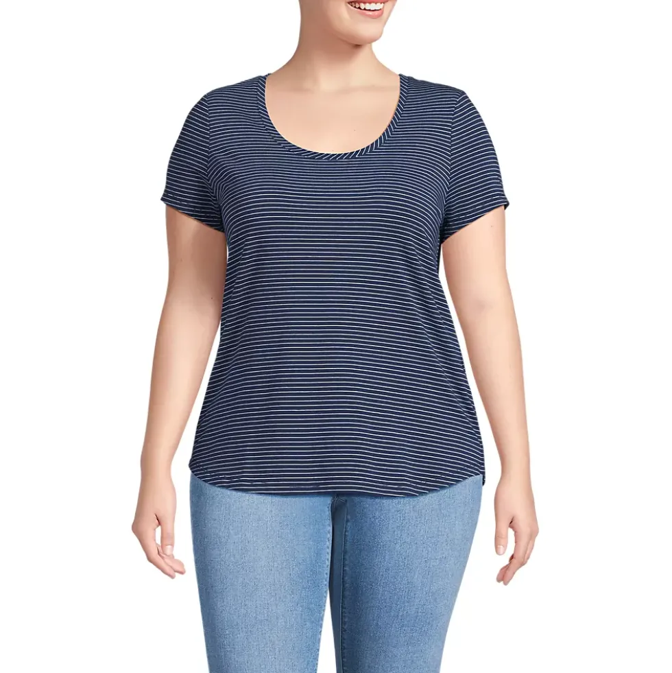Women's Short Sleeve Lightweight Jersey Scoop Neck T-shirt