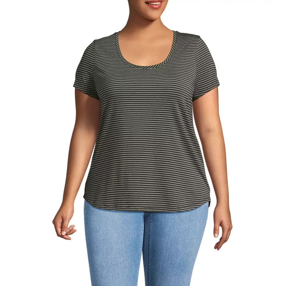 Women's Short Sleeve Lightweight Jersey Scoop Neck T-shirt