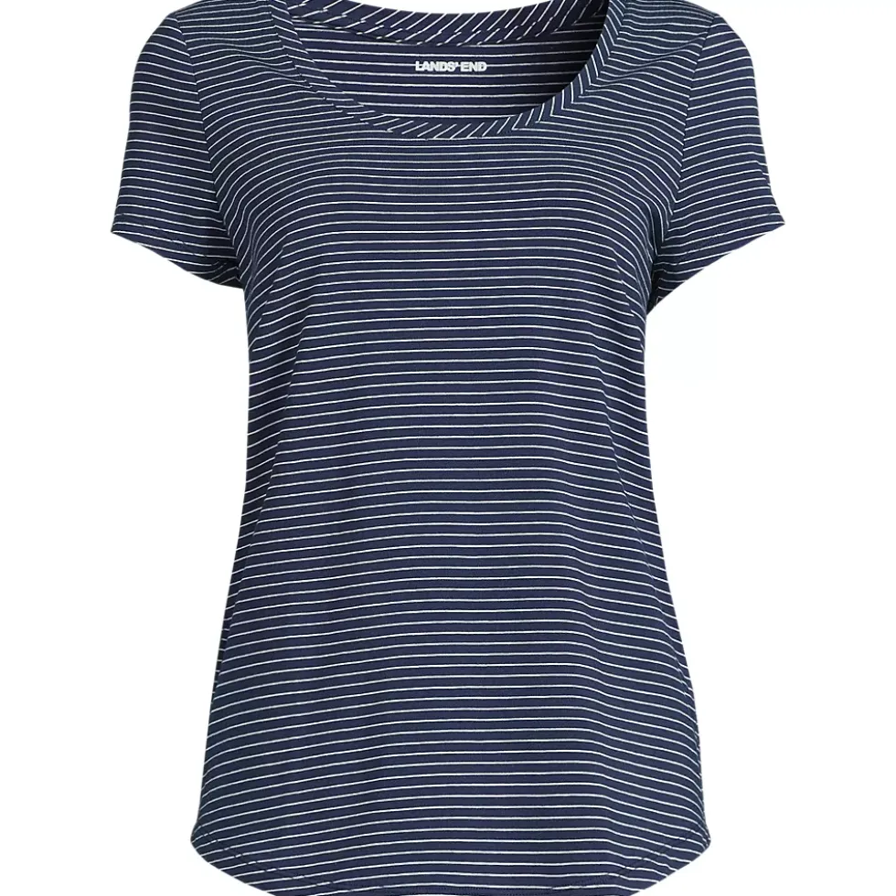 Women's Short Sleeve Lightweight Jersey Scoop Neck T-shirt