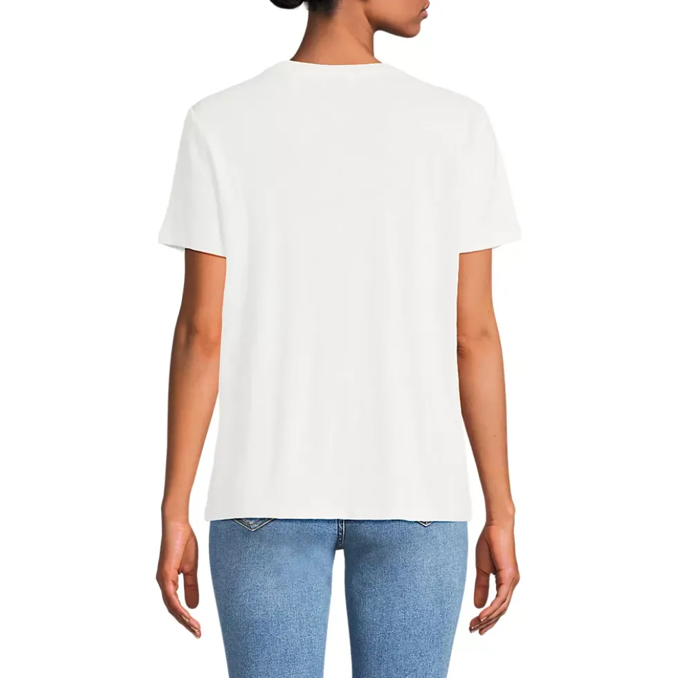 Women's Short Sleeve Linen Blend V-Neck Tee
