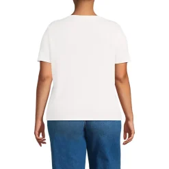 Women's Short Sleeve Linen Blend V-Neck Tee