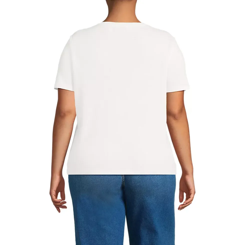 Women's Short Sleeve Linen Blend V-Neck Tee