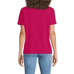 Women's Short Sleeve Linen Blend V-Neck Tee