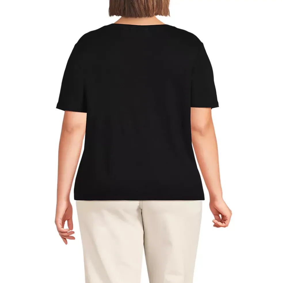 Women's Short Sleeve Linen Blend V-Neck Tee