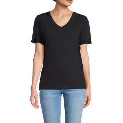 Women's Short Sleeve Linen Blend V-Neck Tee