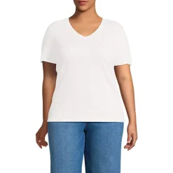 Women's Short Sleeve Linen Blend V-Neck Tee