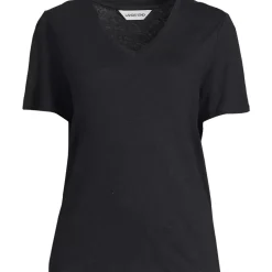 Women's Short Sleeve Linen Blend V-Neck Tee
