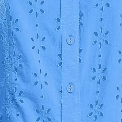 Women's Short Sleeve Mixed Media Eyelet Top