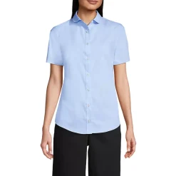 Women's Short Sleeve Peter Pan Collar Broadcloth Shirt