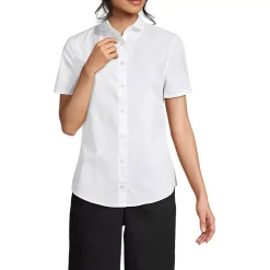 Women's Short Sleeve Peter Pan Collar Broadcloth Shirt