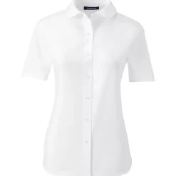 Women's Short Sleeve Peter Pan Collar Broadcloth Shirt