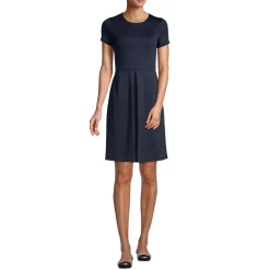 Women's Short Sleeve Ponte Dress Top of Knee