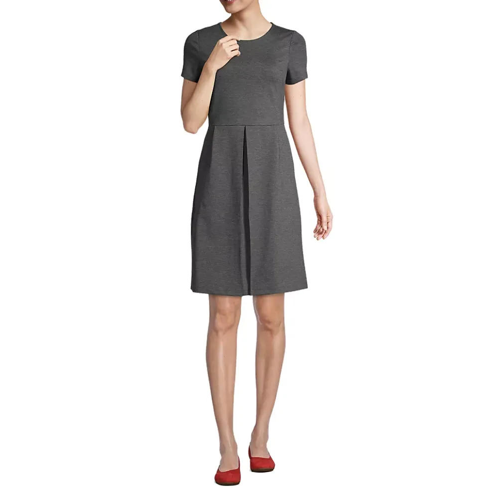 Women's Short Sleeve Ponte Dress Top of Knee