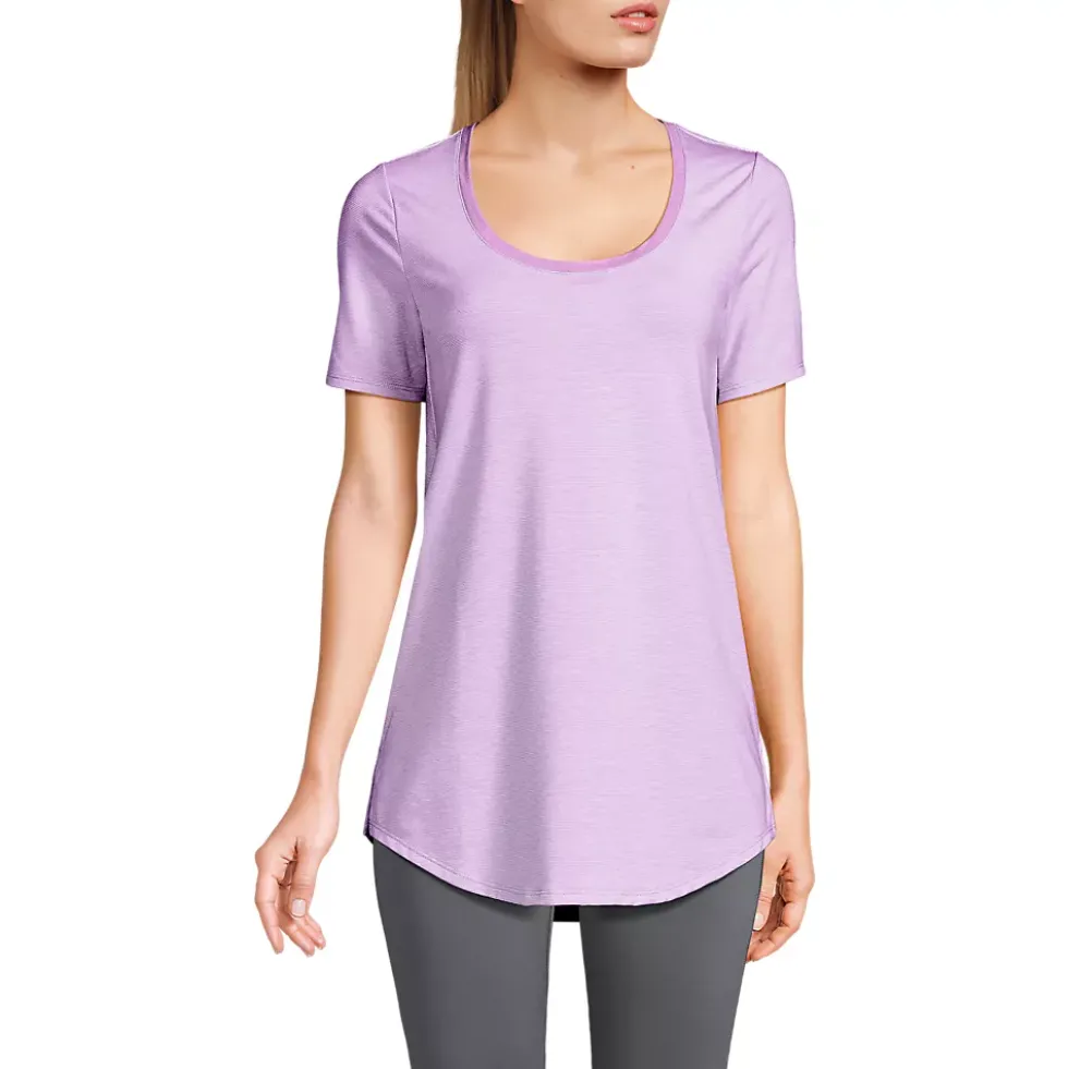Women's Short Sleeve Power Performance Scoop Neck Curved Hem Tunic Tee