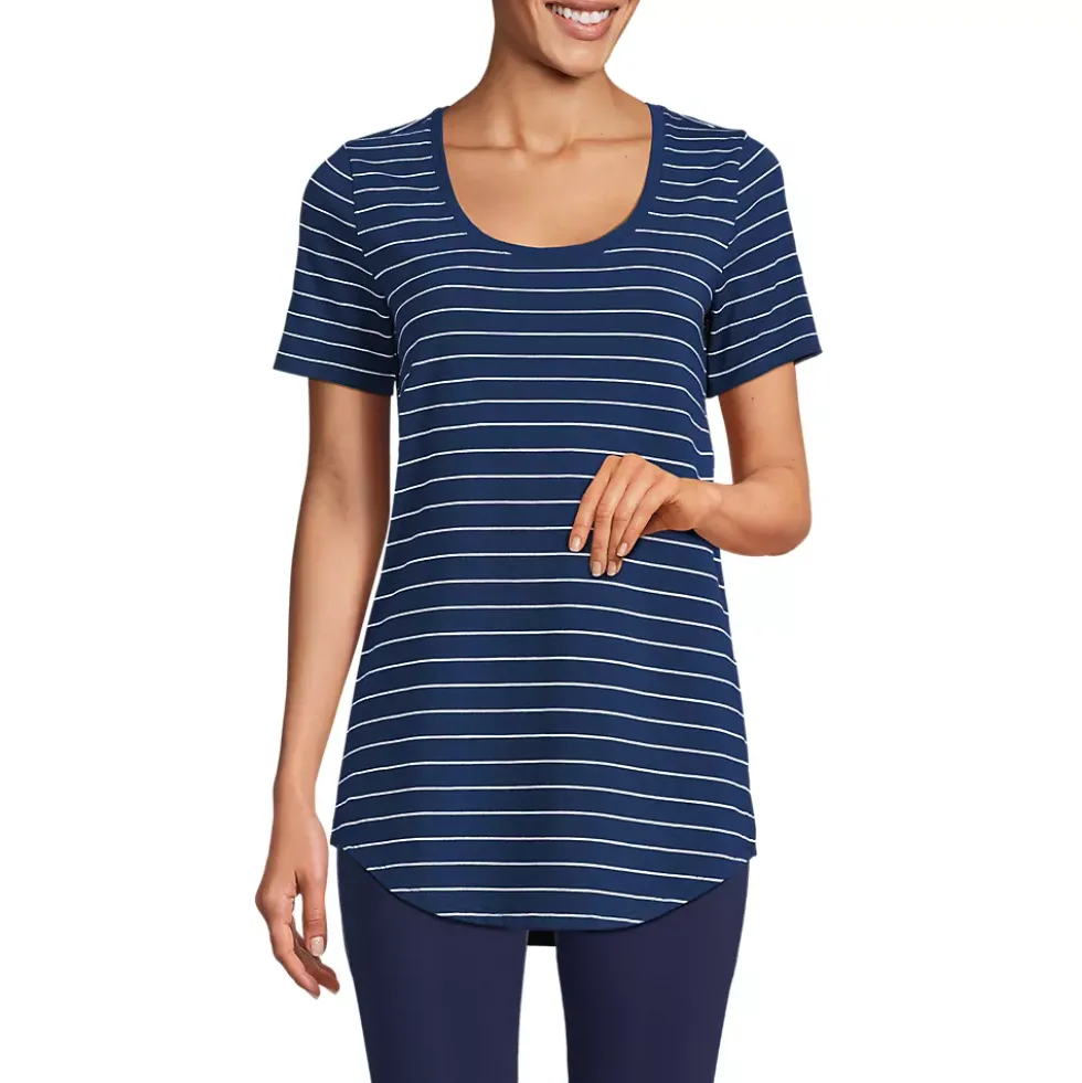 Women's Short Sleeve Power Performance Scoop Neck Curved Hem Tunic Tee