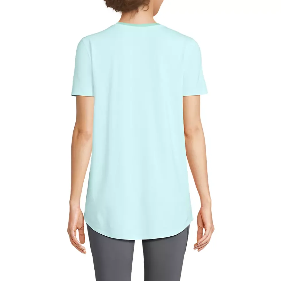 Women's Short Sleeve Power Performance Scoop Neck Curved Hem Tunic Tee