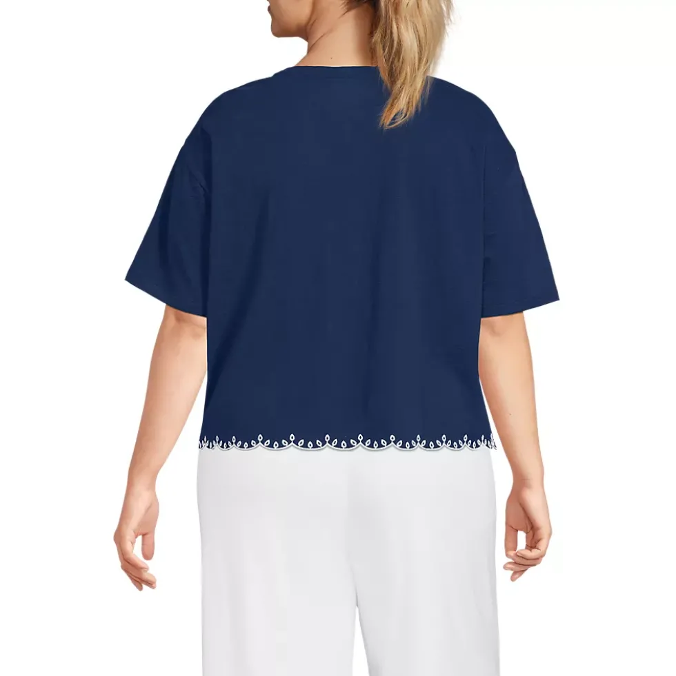 Women's Short Sleeve Slub Jersey Eyelet T-Shirt