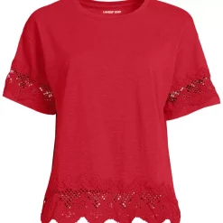 Women's Short Sleeve Slub Jersey Cutwork T-Shirt