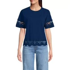 Women's Short Sleeve Slub Jersey Cutwork T-Shirt