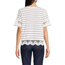 Women's Short Sleeve Slub Jersey Cutwork T-Shirt