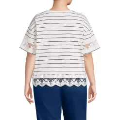 Women's Short Sleeve Slub Jersey Cutwork T-Shirt