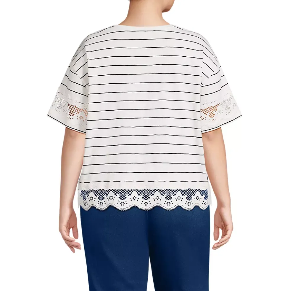 Women's Short Sleeve Slub Jersey Cutwork T-Shirt