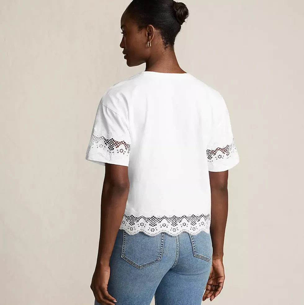 Women's Short Sleeve Slub Jersey Cutwork T-Shirt