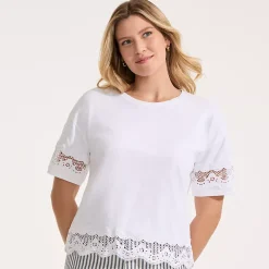 Women's Short Sleeve Slub Jersey Cutwork T-Shirt