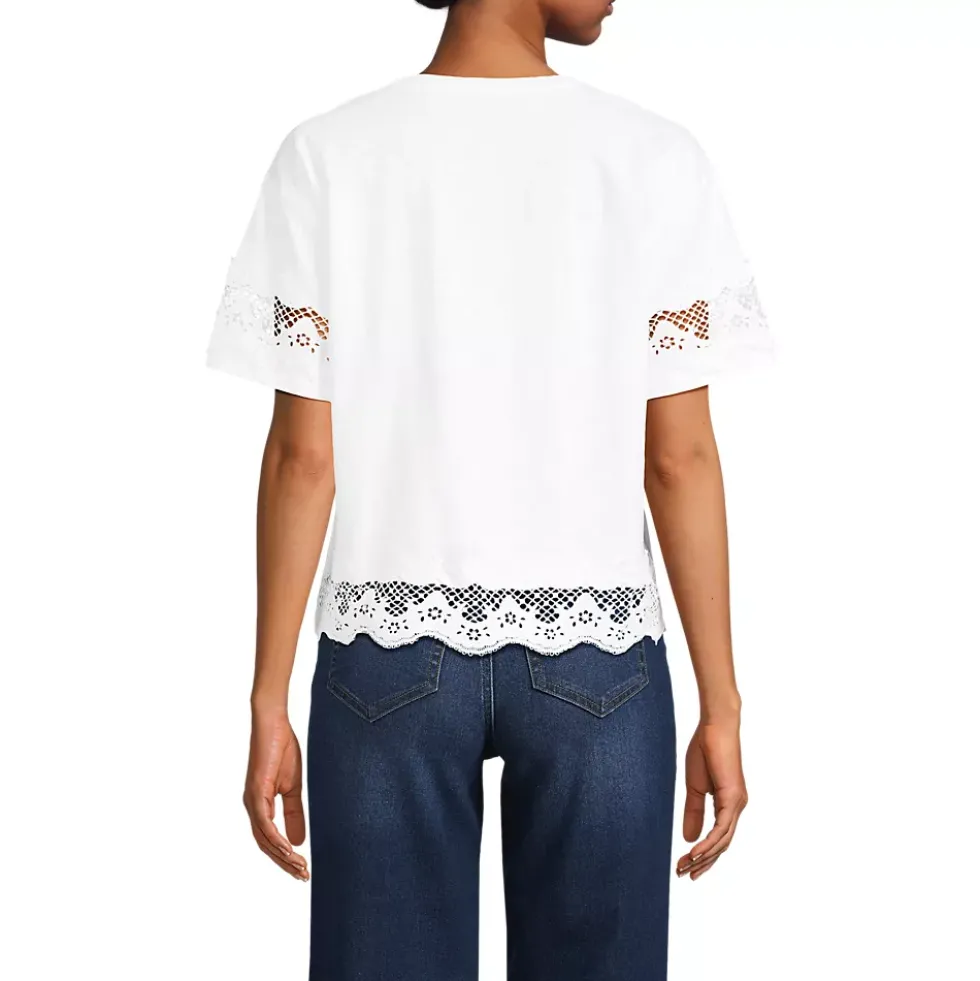 Women's Short Sleeve Slub Jersey Cutwork T-Shirt