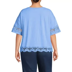 Women's Short Sleeve Slub Jersey Cutwork T-Shirt