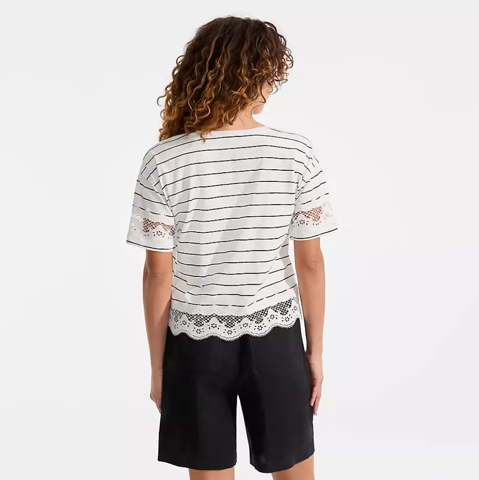 Women's Short Sleeve Slub Jersey Cutwork T-Shirt