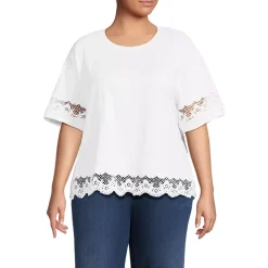 Women's Short Sleeve Slub Jersey Cutwork T-Shirt