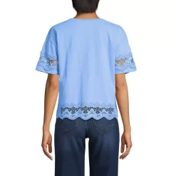 Women's Short Sleeve Slub Jersey Cutwork T-Shirt