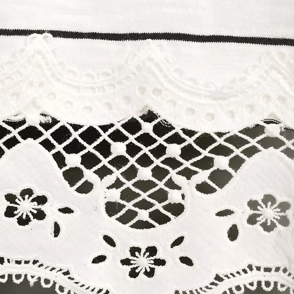 Women's Short Sleeve Slub Jersey Cutwork T-Shirt