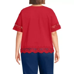 Women's Short Sleeve Slub Jersey Cutwork T-Shirt
