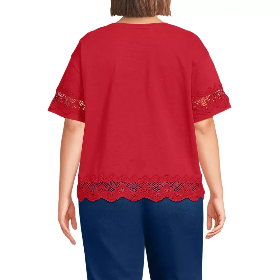 Women's Short Sleeve Slub Jersey Cutwork T-Shirt