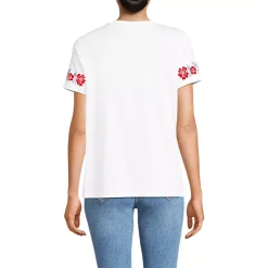Women's Short Sleeve Supima Cotton Embroidered Crew Neck T Shirt