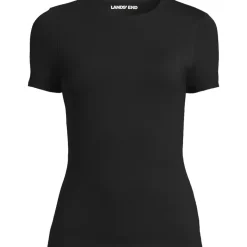 Womens Short Sleeve Tugless Double Layer Crew Neck Knit Top