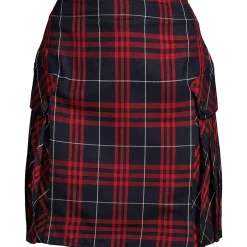 Women's Side Pleat Plaid Skort Above the Knee