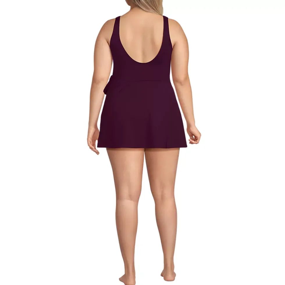 Women's Side Tie Mini Swim Dress Swimsuit
