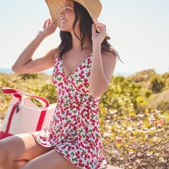 Women's Side Tie Mini Swim Dress Swimsuit