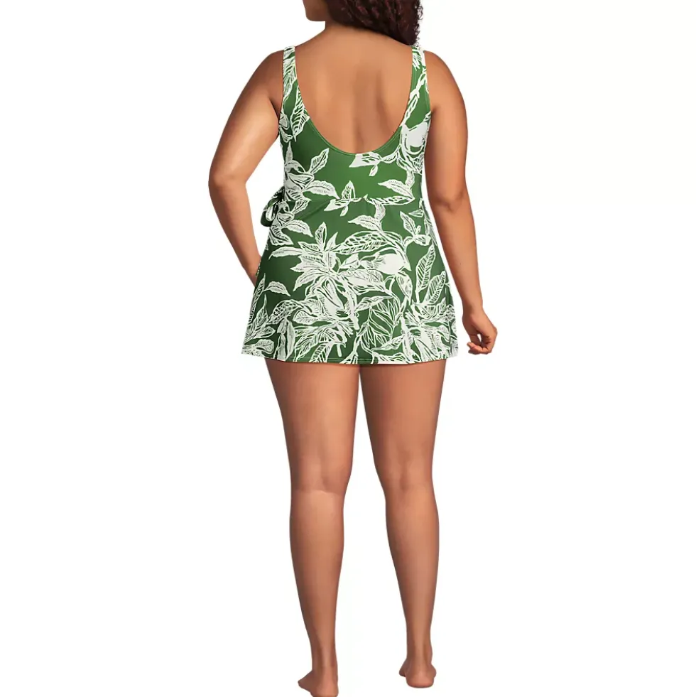 Women's Side Tie Mini Swim Dress Swimsuit
