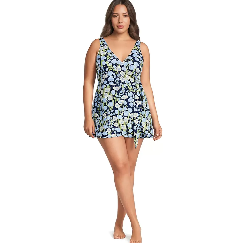 Women's Side Tie Mini Swim Dress Swimsuit
